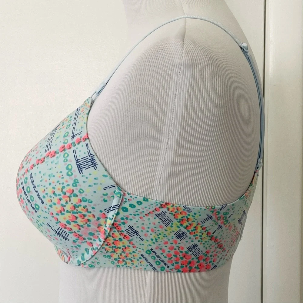 Victoria’s Secret Women’s Perfect Coverage Floral Print Bra Blue and Pink 36C